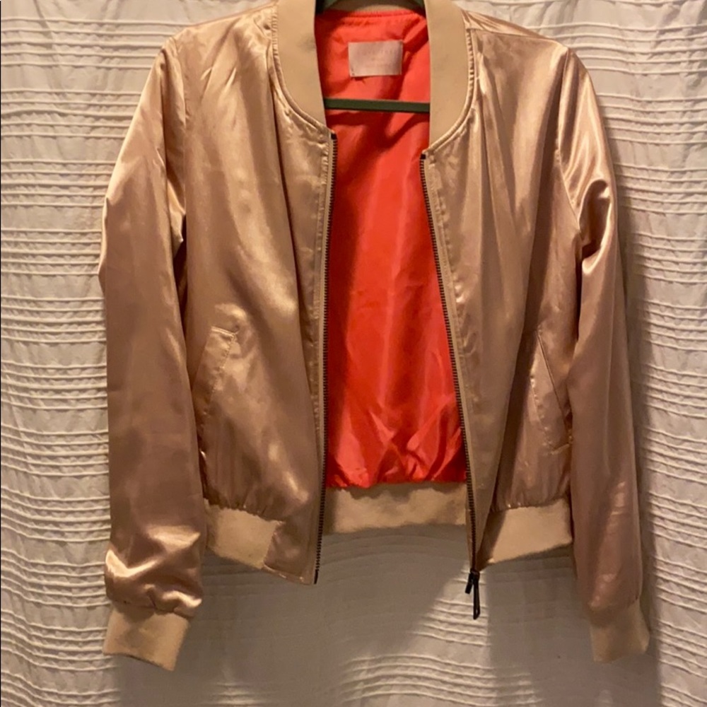 Light pink Satin bomber jacket